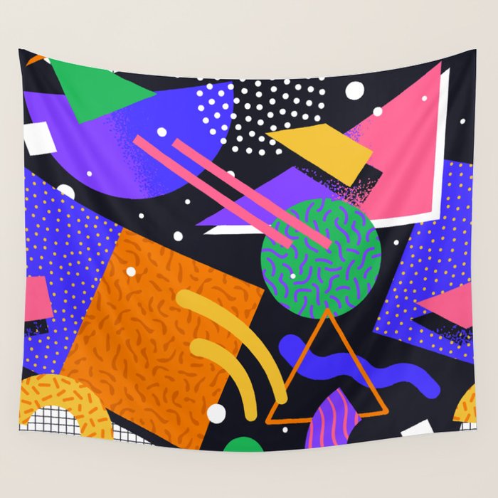 Colorful retro 90s abstract memphis shape pattern Wall Tapestry Gallery Image 4