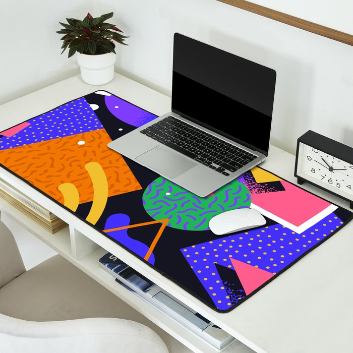 Colorful retro 90s abstract memphis shape pattern Desk Mat Gallery Image 2