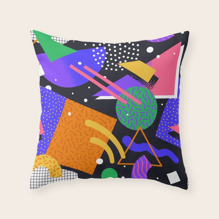 Colorful retro 90s abstract memphis shape pattern Throw Pillow Gallery Image 1
