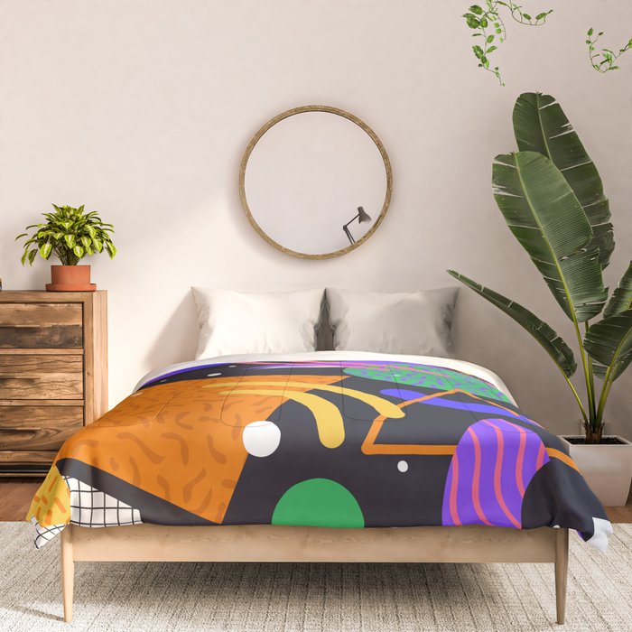 Colorful retro 90s abstract memphis shape pattern Comforter Gallery Image 3