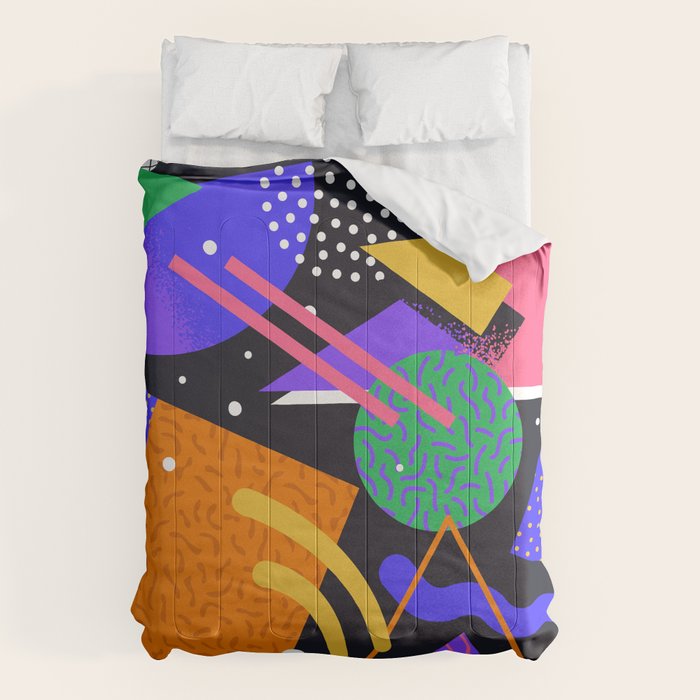 Colorful retro 90s abstract memphis shape pattern Comforter Gallery Image 6