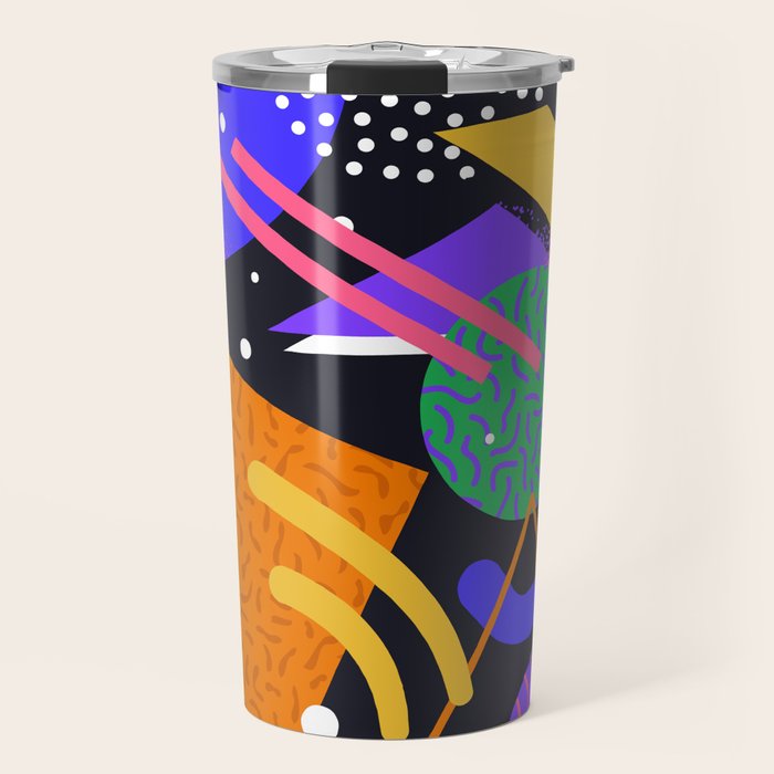 Colorful retro 90s abstract memphis shape pattern Travel Mug Gallery Image 1