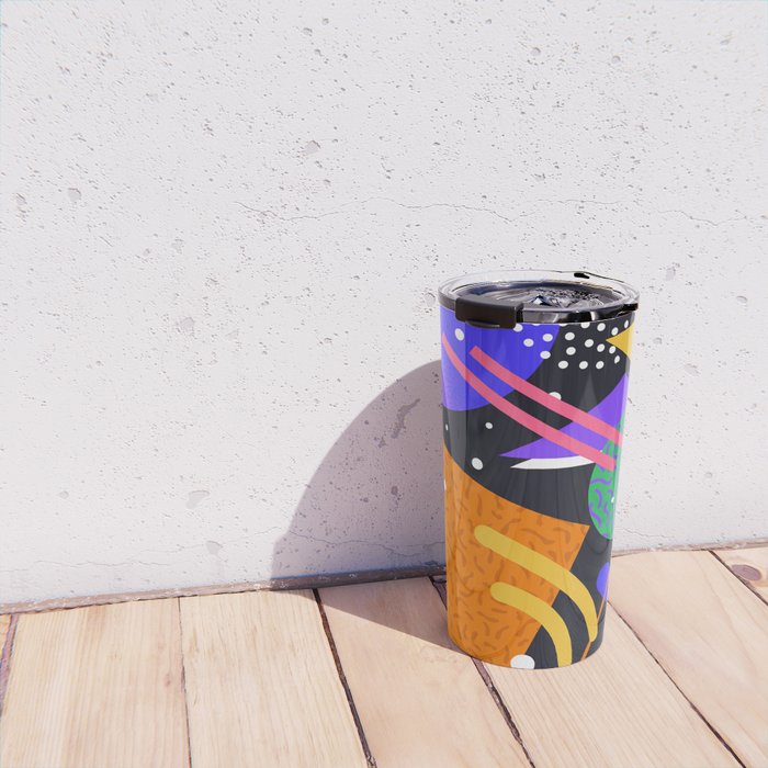 Colorful retro 90s abstract memphis shape pattern Travel Mug Gallery Image 4
