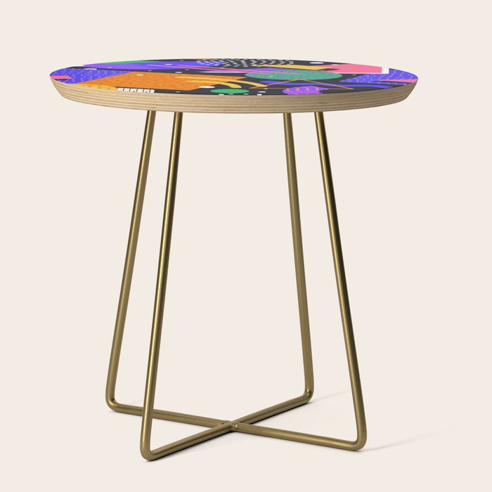 Colorful retro 90s abstract memphis shape pattern Side Table Gallery Image 1