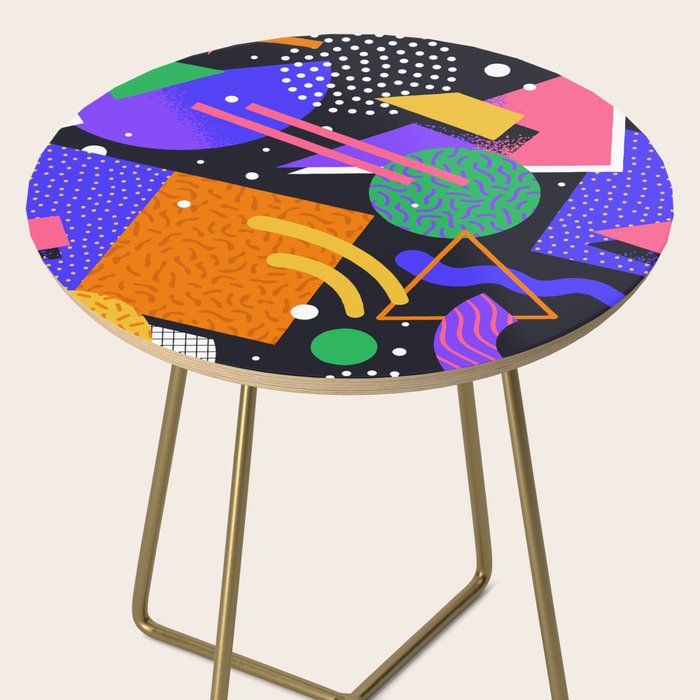 Colorful retro 90s abstract memphis shape pattern Side Table Gallery Image 2