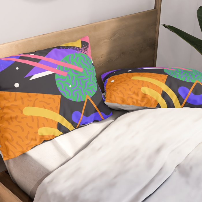 Colorful retro 90s abstract memphis shape pattern Pillow Sham Gallery Image 2