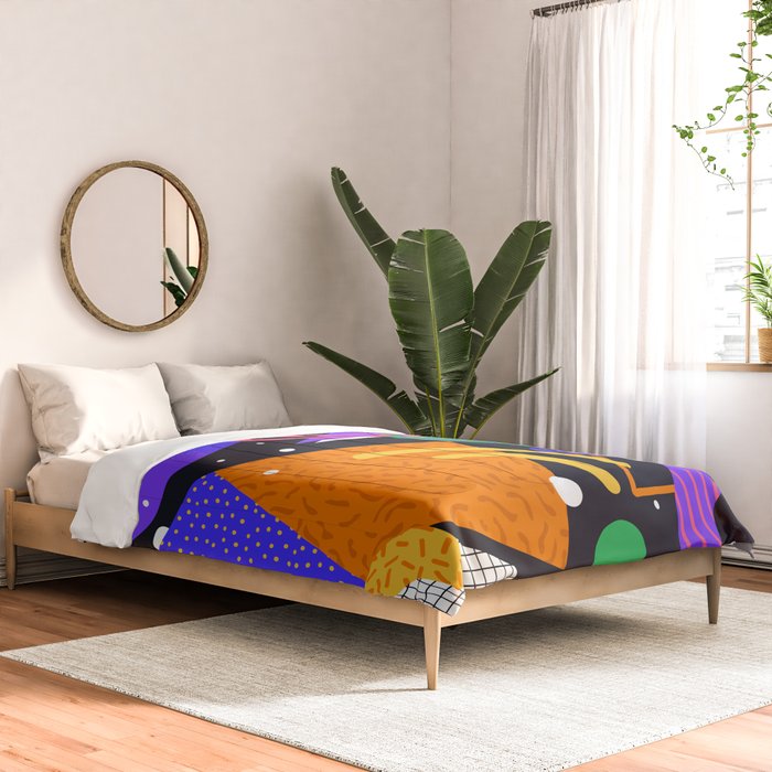 Colorful retro 90s abstract memphis shape pattern Comforter Gallery Image 2
