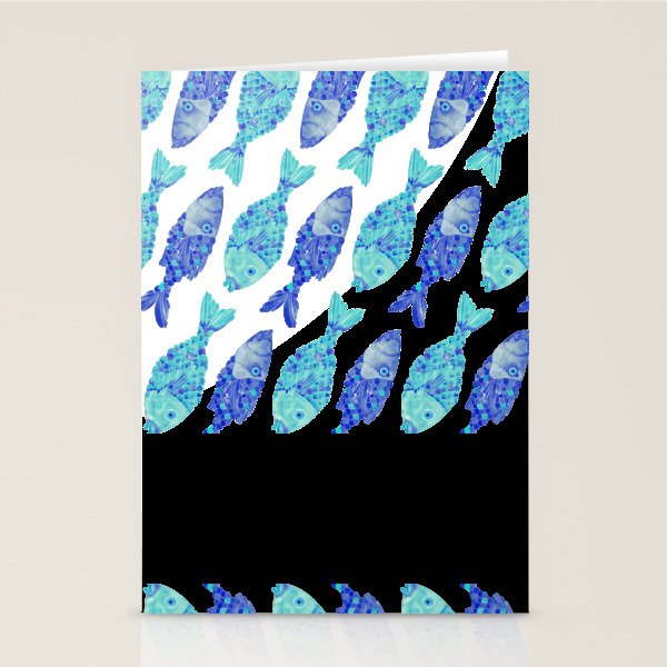 Indonesian Fish Duo - Navy & Turquoise Palette Stationery Card Gallery Image 2