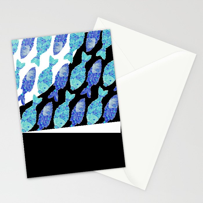 Indonesian Fish Duo - Navy & Turquoise Palette Stationery Card Gallery Image 2
