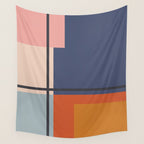 Mid Century Modern Retro Color Blocks 1 Wall Tapestry Gallery Image 4