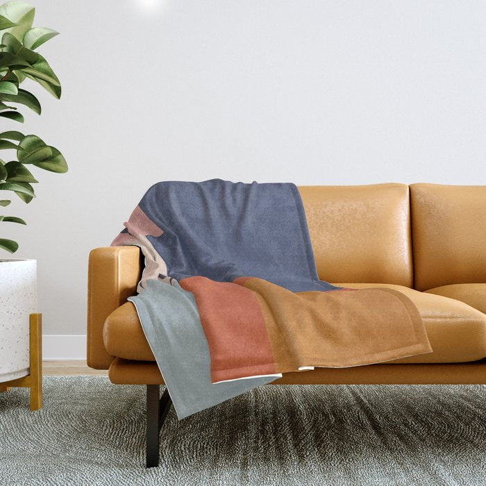 Mid Century Modern Retro Color Blocks 1 Throw Blanket Gallery Image 1