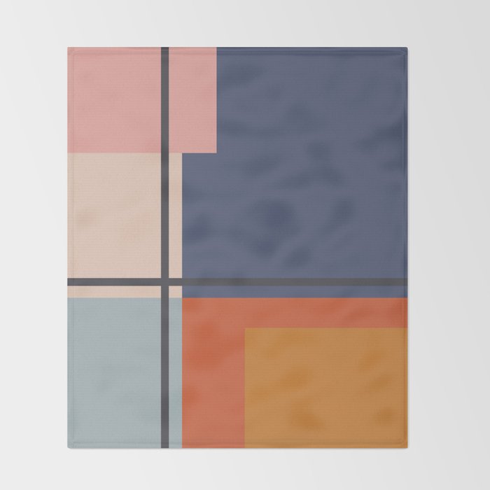 Mid Century Modern Retro Color Blocks 1 Throw Blanket Gallery Image 2