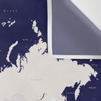 Navy blue and cream world map, "Austin" Wall Tapestry Gallery Image 3