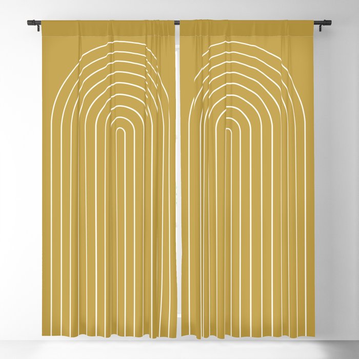 Minimal Arch XLIX Ochre Yellow Modern Geometric Lines Window Curtain Gallery Image 1