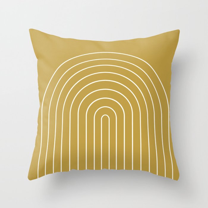 Minimal Arch XLIX Ochre Yellow Modern Geometric Lines Throw Pillow Gallery Image 6