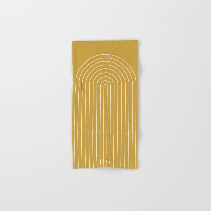 Minimal Arch XLIX Ochre Yellow Modern Geometric Lines Bath Towel Gallery Image 1