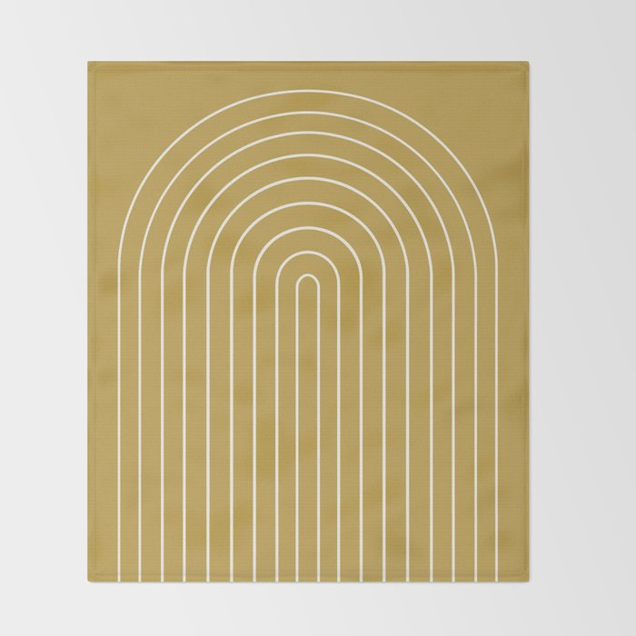 Minimal Arch XLIX Ochre Yellow Modern Geometric Lines Throw Blanket Gallery Image 2
