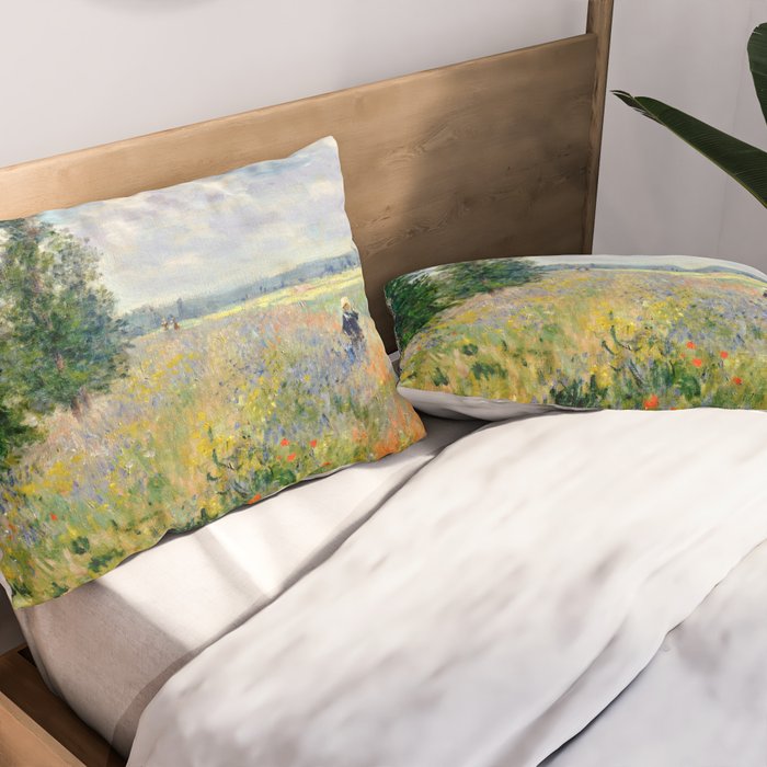 Poppy Fields near Argenteuil by Claude Monet Pillow Sham Gallery Image 2