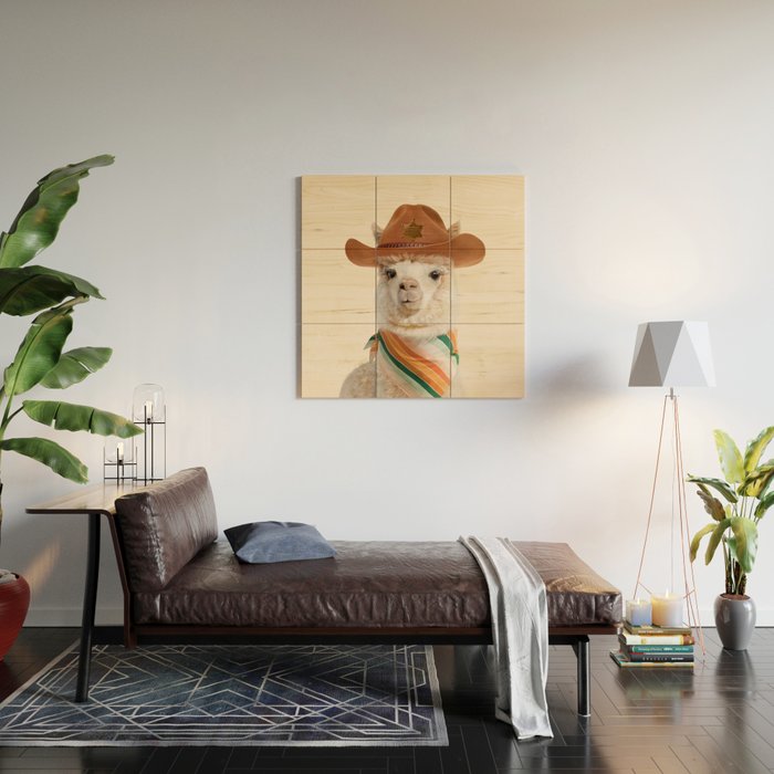 Cowboy Alpaca Wood Wall Art Gallery Image 2