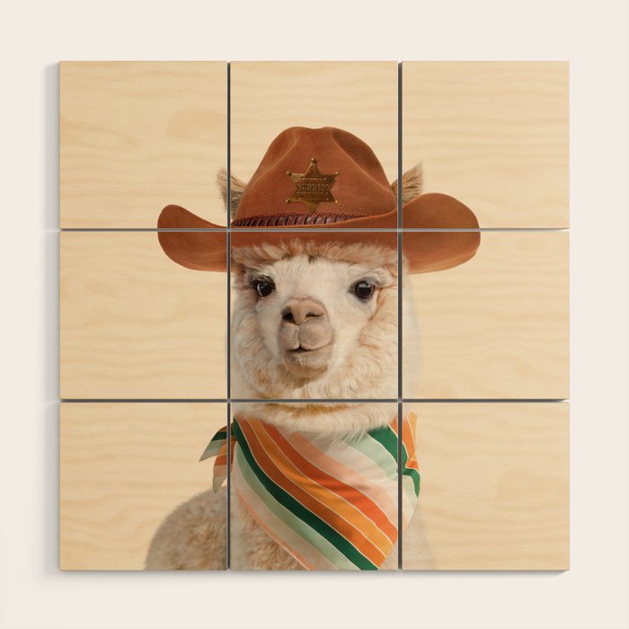 Cowboy Alpaca Wood Wall Art Gallery Image 1