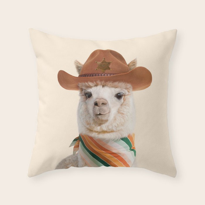 Cowboy Alpaca Throw Pillow Gallery Image 6