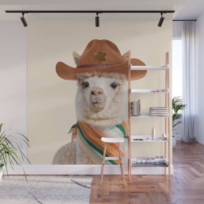 Cowboy Alpaca Wall Mural Gallery Image 1