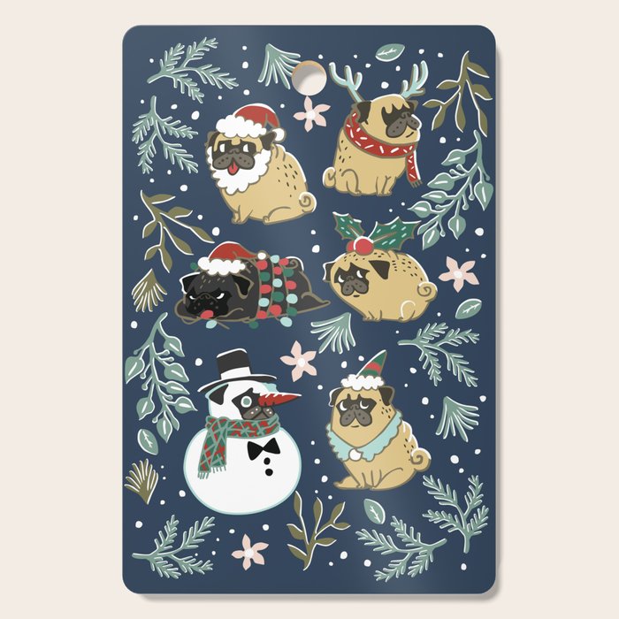 Christmas Pugs Cutting Board Gallery Image 1