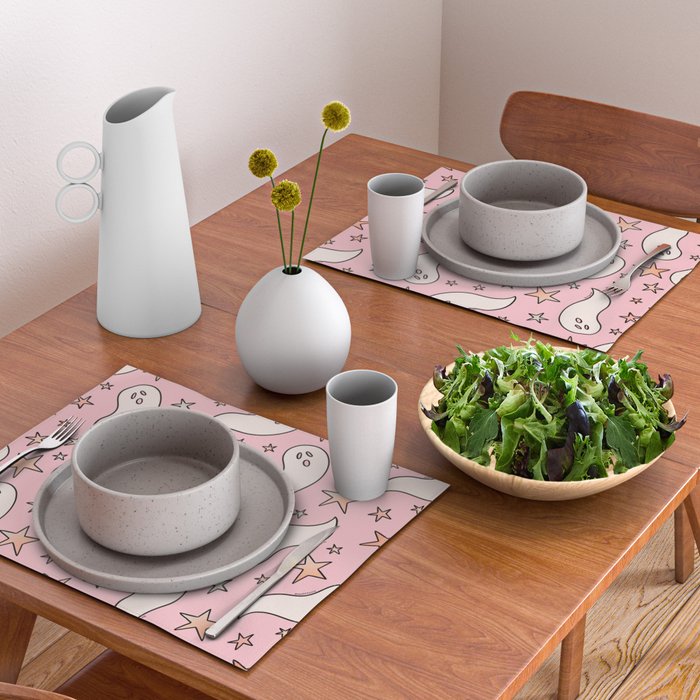 Pastel Ghost Print in Pink Placemat Gallery Image 2
