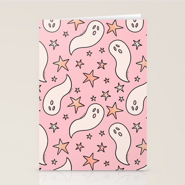 Pastel Ghost Print in Pink Stationery Card Gallery Image 2