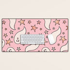 Pastel Ghost Print in Pink Desk Mat Gallery Image 1