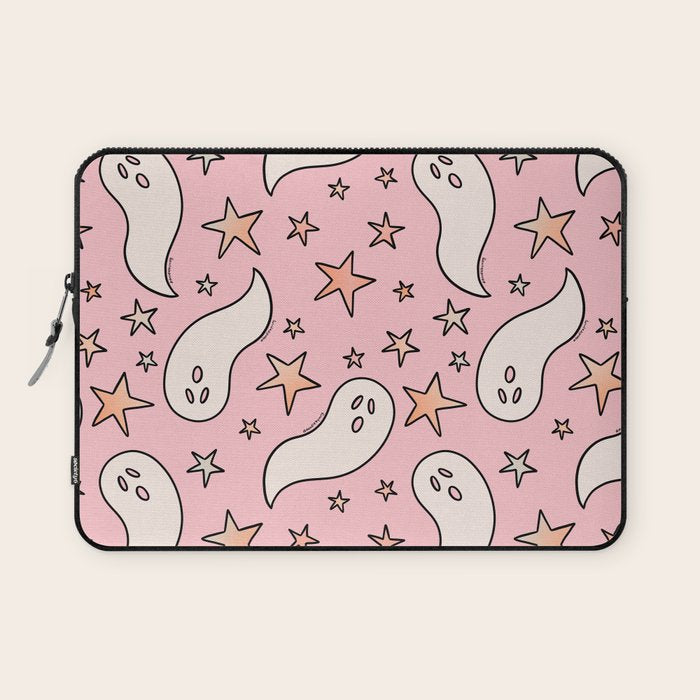 Pastel Ghost Print in Pink Laptop Sleeve Gallery Image 1