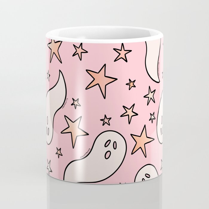Pastel Ghost Print in Pink Coffee Mug Gallery Image 4