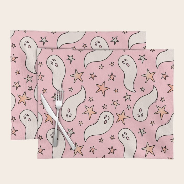 Pastel Ghost Print in Pink Placemat Gallery Image 1