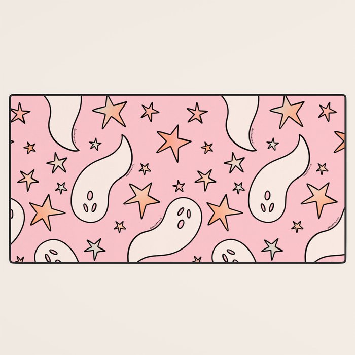 Pastel Ghost Print in Pink Desk Mat Gallery Image 3