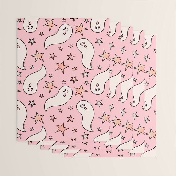 Pastel Ghost Print in Pink Wrapping Paper Gallery Image 3