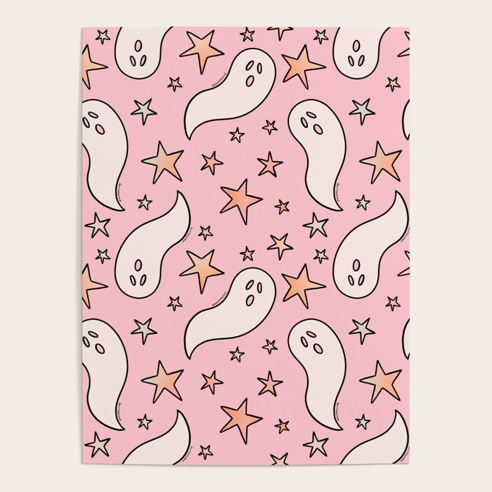 Pastel Ghost Print in Pink Poster Gallery Image 1