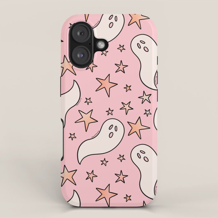 Pastel Ghost Print in Pink iPhone Case Gallery Image 1