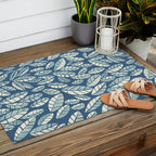 Wildlife Safari Laeves blue Outdoor Rug Gallery Image 2