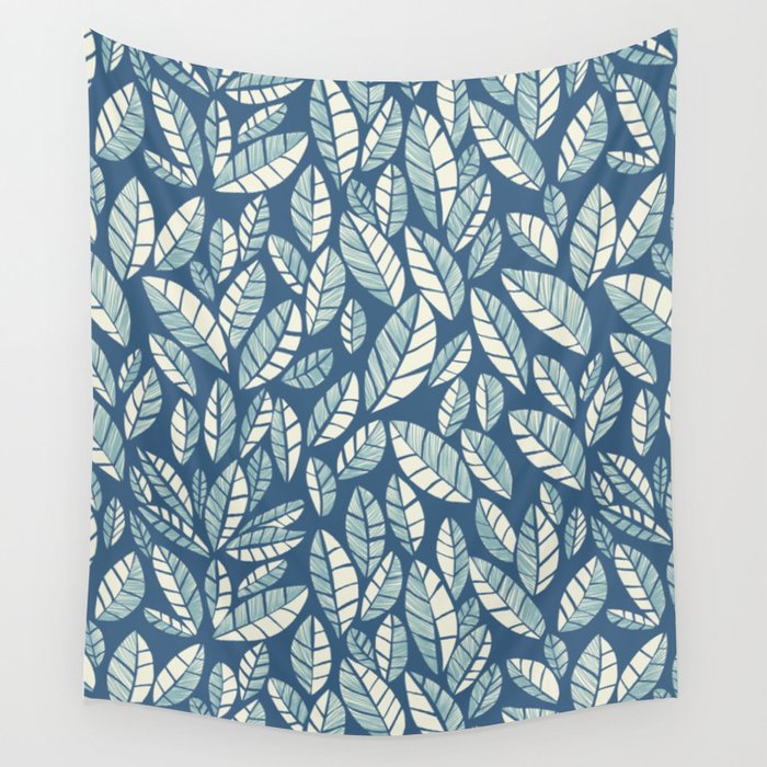 Wildlife Safari Laeves blue Wall Tapestry Gallery Image 4