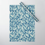 Wildlife Safari Laeves blue Wrapping Paper Gallery Image 1
