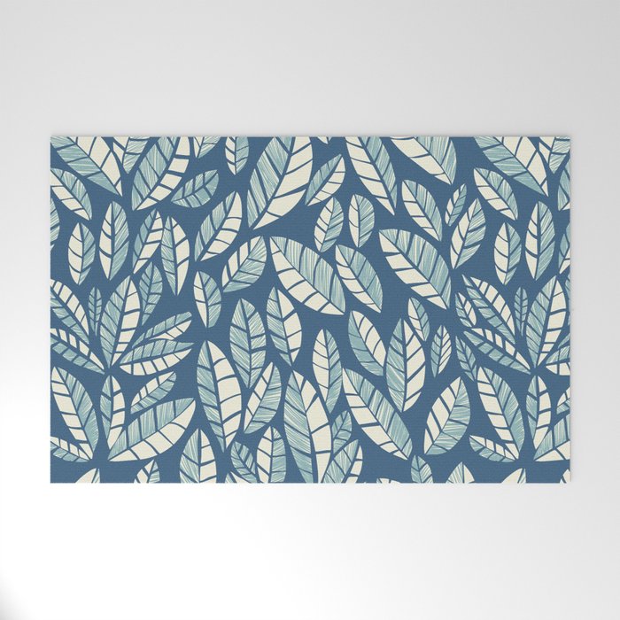 Wildlife Safari Laeves blue Welcome Mat Gallery Image 1