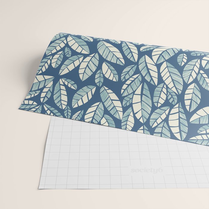 Wildlife Safari Laeves blue Wrapping Paper Gallery Image 2