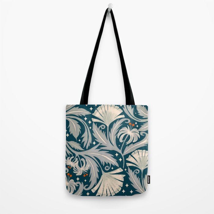 Vintage Botanica Midnight Teal - Heritage Revival Floral Tote Bag Gallery Image 2