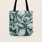 Vintage Botanica Midnight Teal - Heritage Revival Floral Tote Bag Gallery Image 1