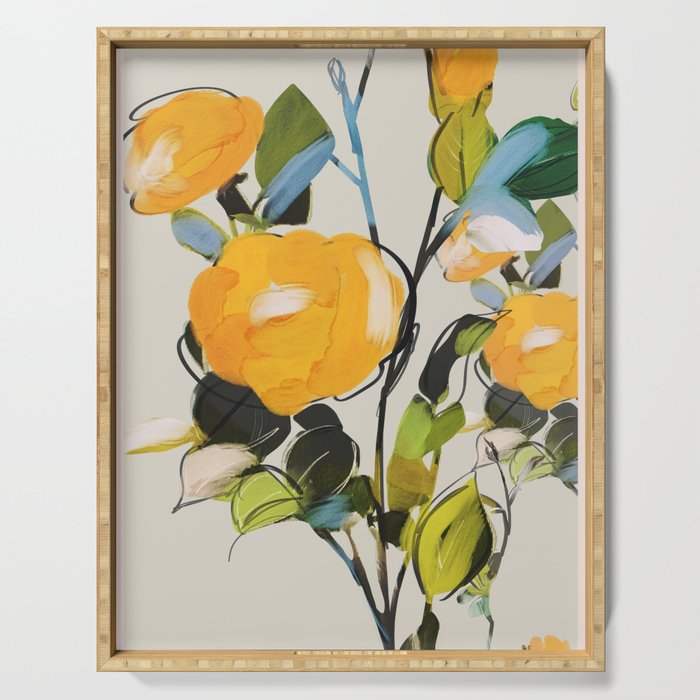 Yellow Flowers  Serving Tray Gallery Image 1