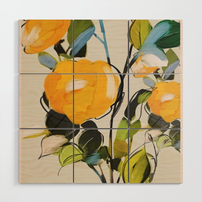 Yellow Flowers  Wood Wall Art Gallery Image 1
