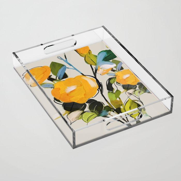 Yellow Flowers  Acrylic Tray Gallery Image 1