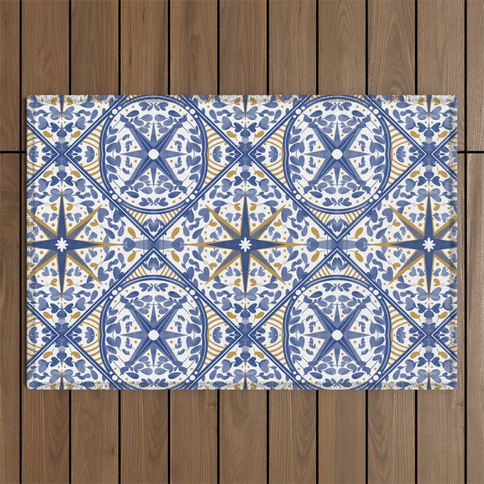 Intricate nature circular tiles B24 Outdoor Rug Gallery Image 1