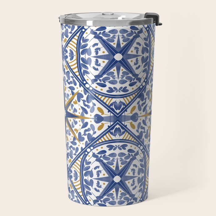 Intricate nature circular tiles B24 Travel Mug Gallery Image 2