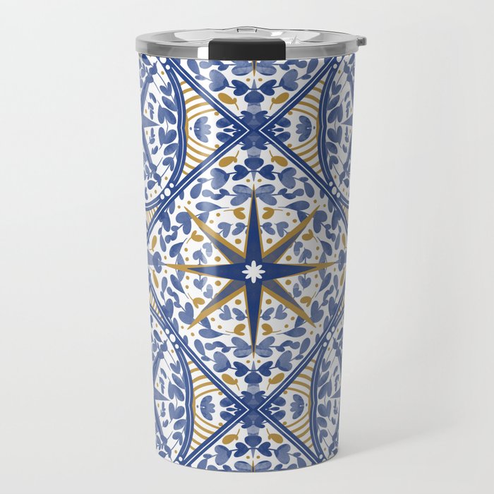 Intricate nature circular tiles B24 Travel Mug Gallery Image 1